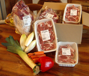 Détail du contenu d'un colis d'agneau
